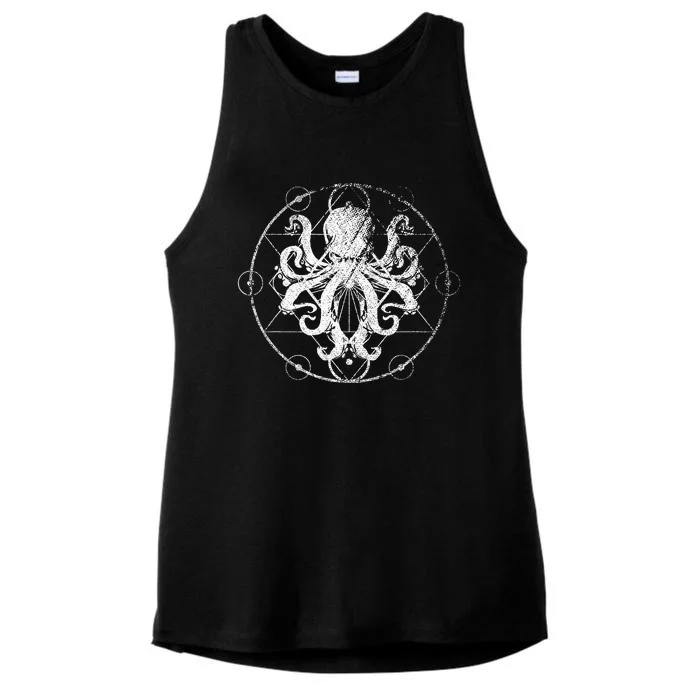 Retro Octopus Ladies Tri-Blend Wicking Tank