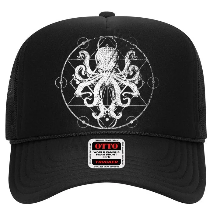 Retro Octopus High Crown Mesh Trucker Hat