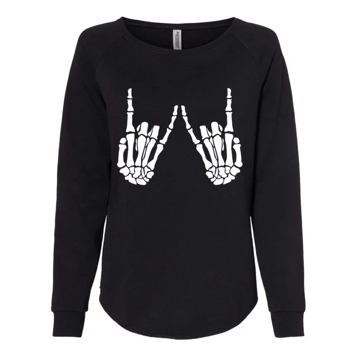 Rock On Rock Star Skeleton Hands Rocker Funny Halloween Cool Gift Womens California Wash Sweatshirt