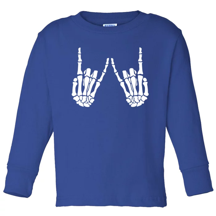 Rock On Rock Star Skeleton Hands Rocker Funny Halloween Cool Gift Toddler Long Sleeve Shirt