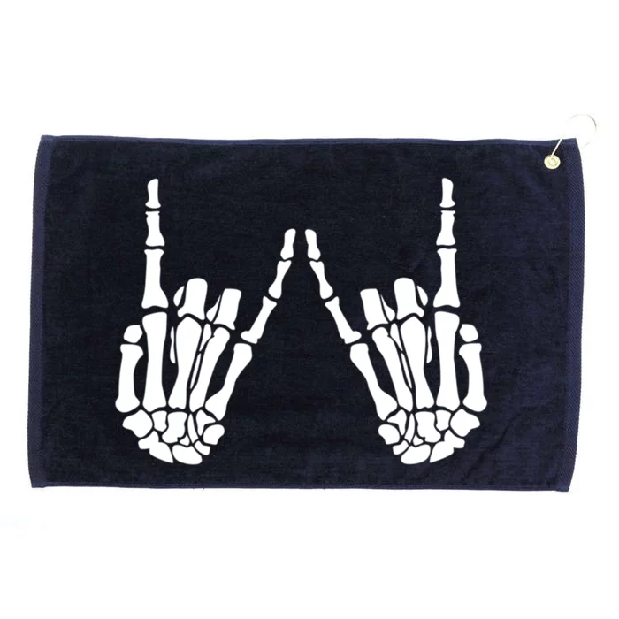 Rock On Rock Star Skeleton Hands Rocker Funny Halloween Cool Gift Grommeted Golf Towel