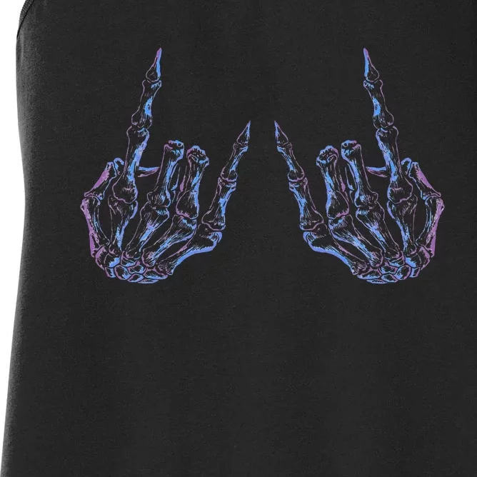 Rock On Rock Star Buddy Concert Halloween Skeleton Hands Women's Racerback Tank