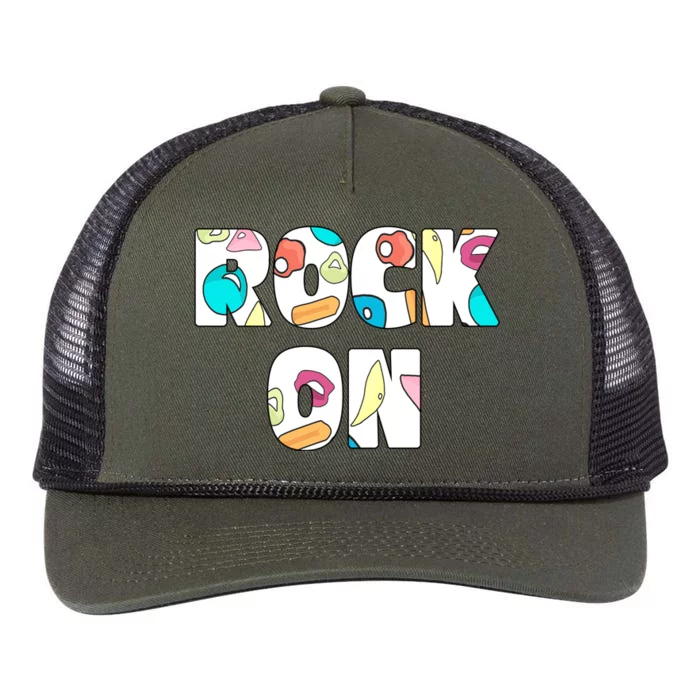 Rock On Rock Climbing Retro Rope Trucker Hat Cap