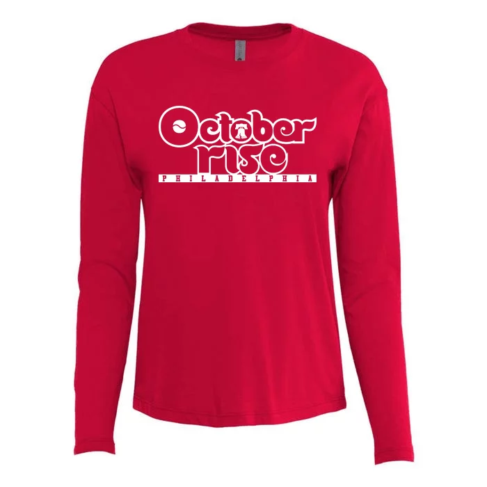 Red October Rise Philly Shirt Philadelphia Baseball Womens Cotton Relaxed Long Sleeve T-Shirt