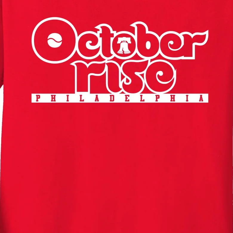 Red October Rise Philly Shirt Philadelphia Baseball Kids Long Sleeve Shirt