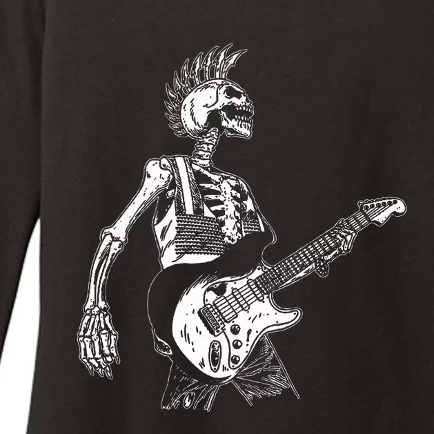 Rock On Rock Star Skeleton Playing Guitar Costume Womens CVC Long Sleeve Shirt