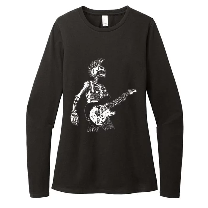 Rock On Rock Star Skeleton Playing Guitar Costume Womens CVC Long Sleeve Shirt