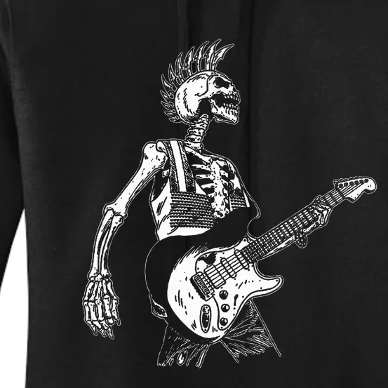 Rock On Rock Star Skeleton Playing Guitar Costume Women's Pullover Hoodie