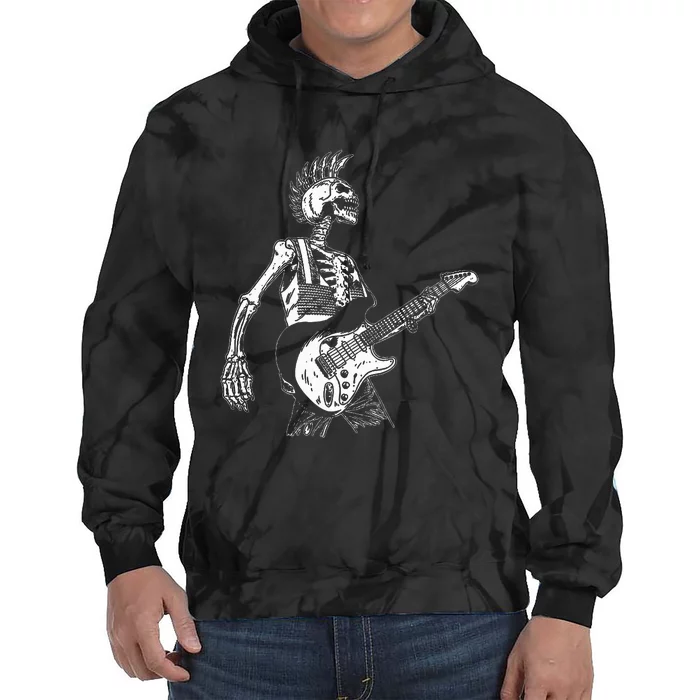 Rock On Rock Star Skeleton Playing Guitar Costume Tie Dye Hoodie