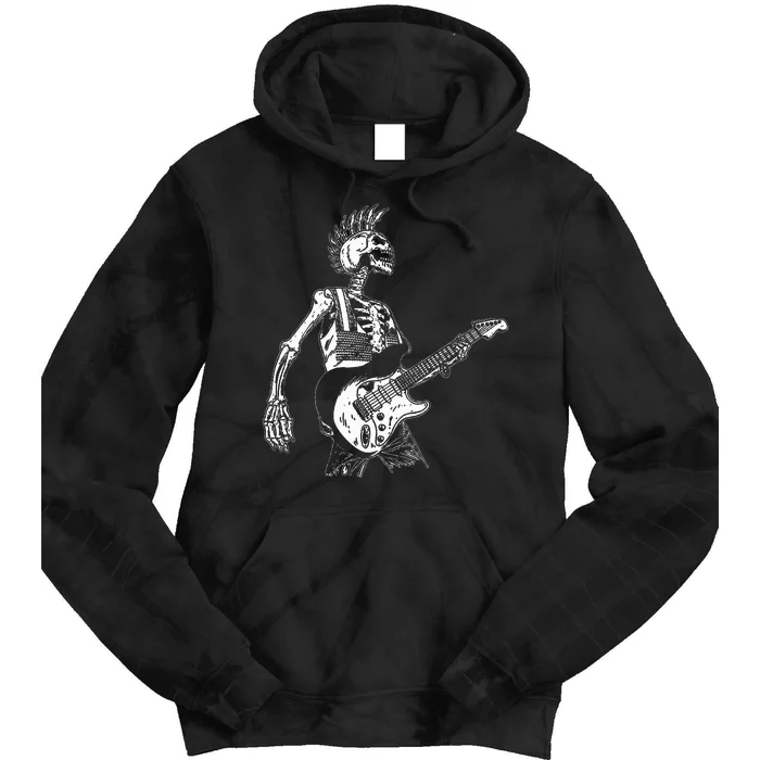 Rock On Rock Star Skeleton Playing Guitar Costume Tie Dye Hoodie