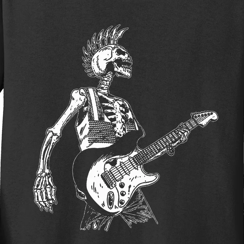 Rock On Rock Star Skeleton Playing Guitar Costume Kids Long Sleeve Shirt