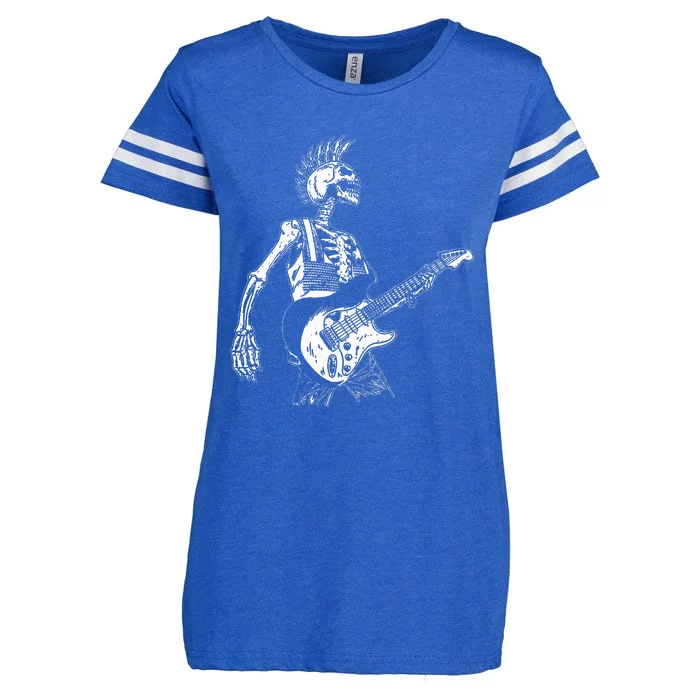 Rock On Rock Star Skeleton Playing Guitar Costume Enza Ladies Jersey Football T-Shirt