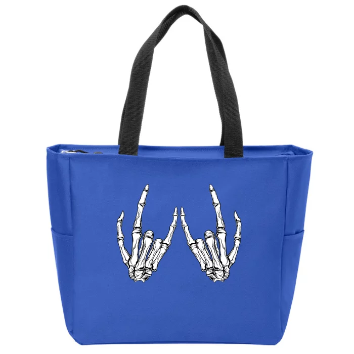 Rock On Rock Star Skeleton Hands Funny Gift Zip Tote Bag