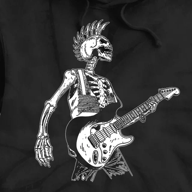 Rock On Rock Star Skeleton Playing Guitar Costume Halloween Tie Dye Hoodie