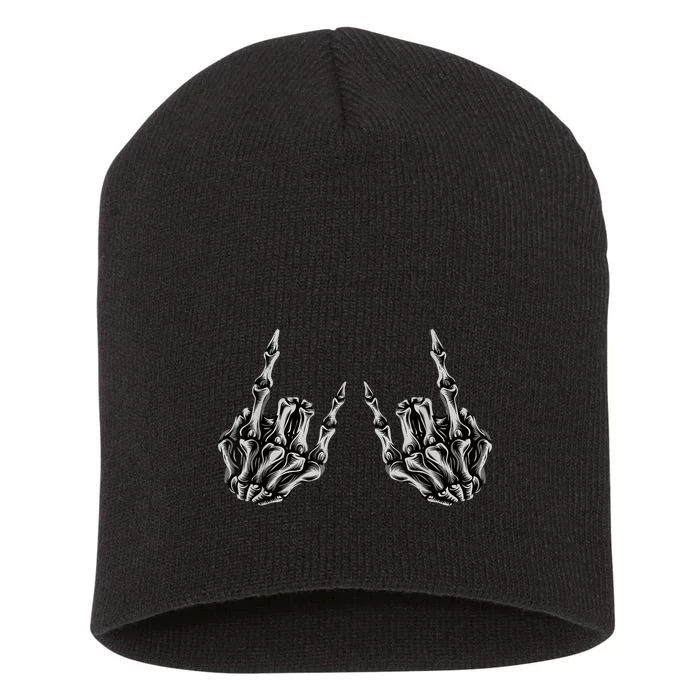 Rock On Rock Star Skeleton Hands Short Acrylic Beanie