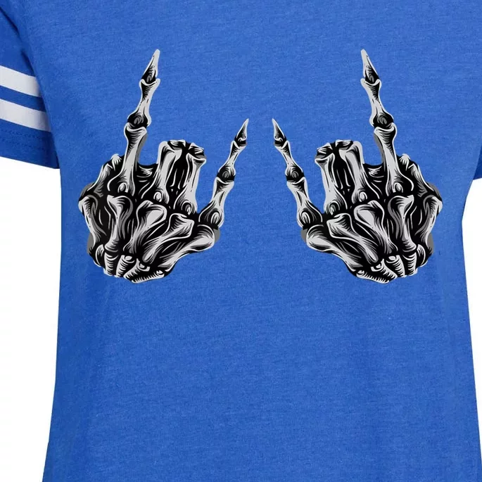 Rock On Rock Star Skeleton Hands Enza Ladies Jersey Football T-Shirt