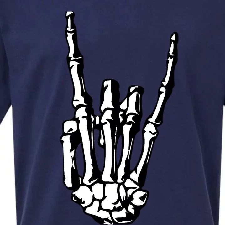 Rock On Rock Star Skeleton Hands Rocker Funny Halloween Gift Sueded Cloud Jersey T-Shirt