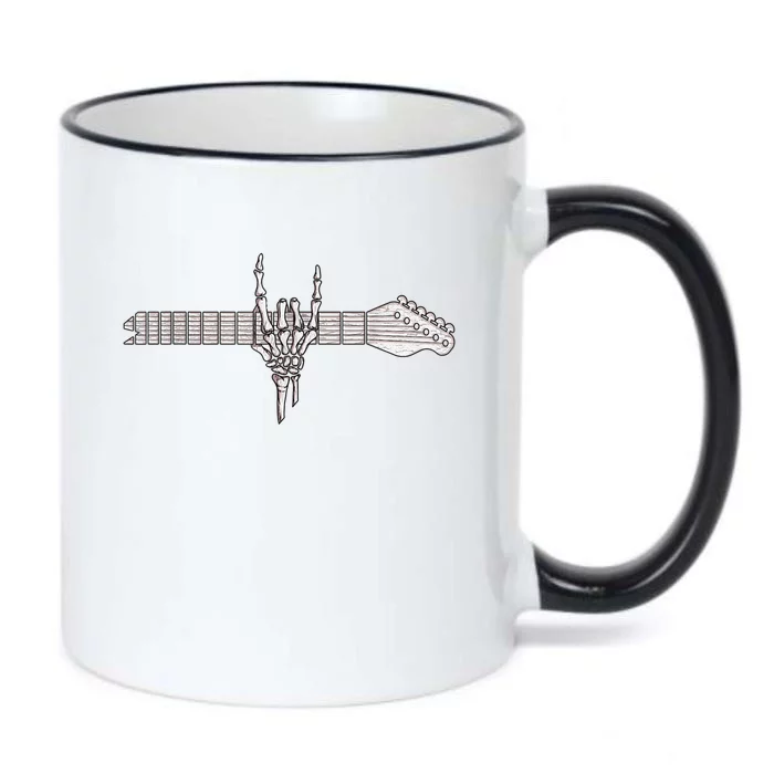 Rock On Rock Star Guitar Skeleton Hand Black Color Changing Mug