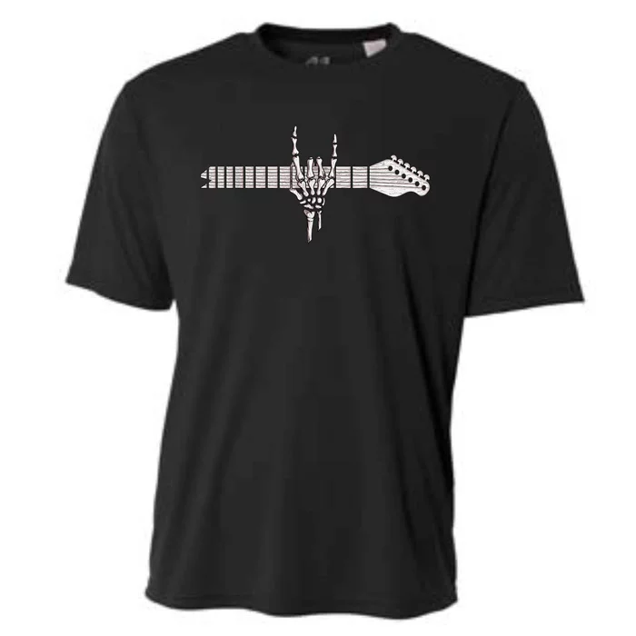 Rock On Rock Star Guitar Skeleton Hand Cooling Performance Crew T-Shirt