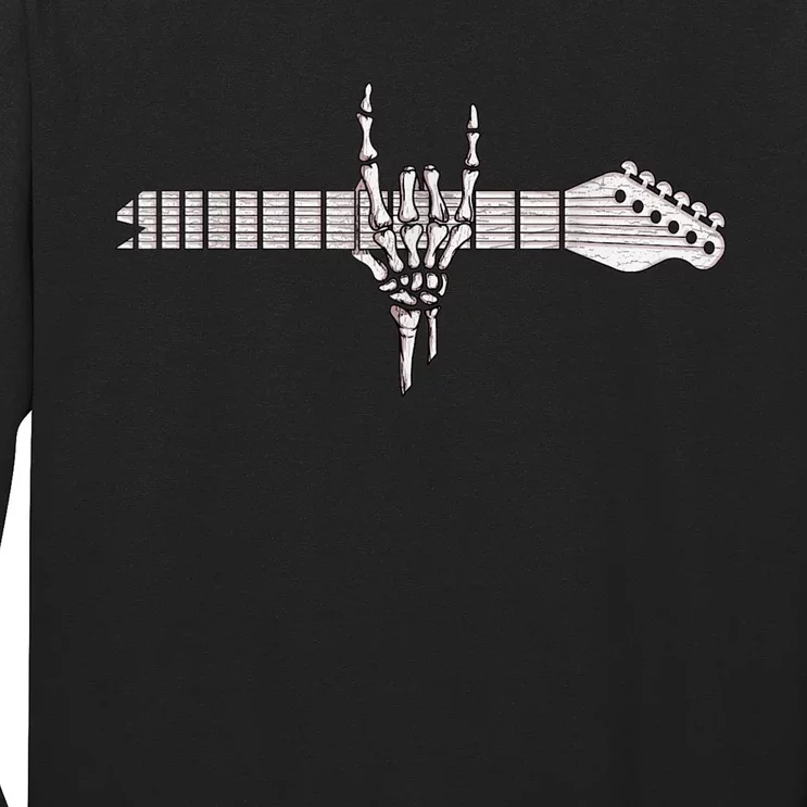 Rock On Rock Star Guitar Skeleton Hand Long Sleeve Shirt