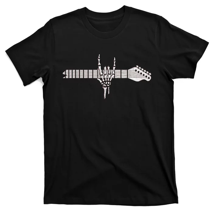 Rock On Rock Star Guitar Skeleton Hand T-Shirt