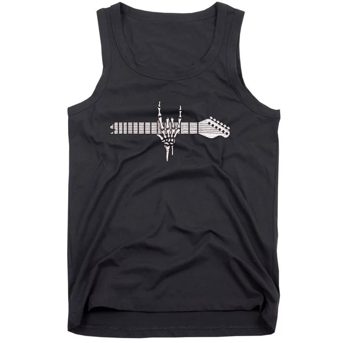 Rock On Rock Star Guitar Skeleton Hand Tank Top