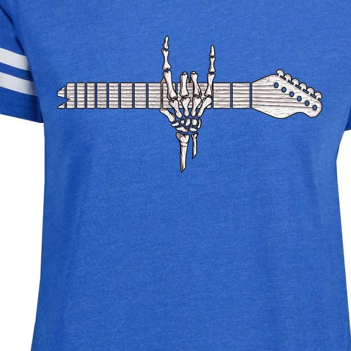 Rock On Rock Star Guitar Skeleton Hand Enza Ladies Jersey Football T-Shirt