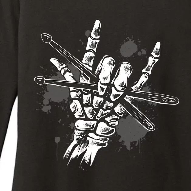 Rock On Rock Star Skeleton Hands Rocker Funny Halloween Gift Womens CVC Long Sleeve Shirt