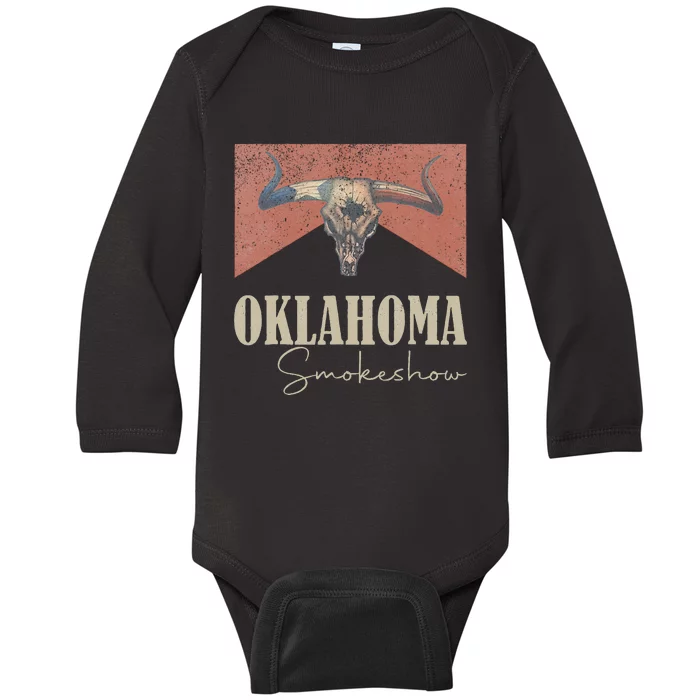 Retro Oklahoma Smokeshow Western Baby Long Sleeve Bodysuit