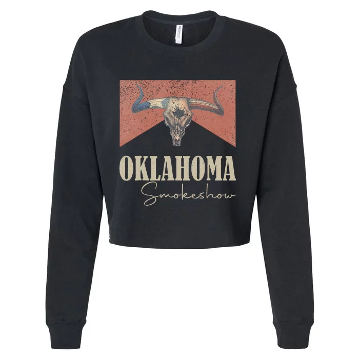 Retro Oklahoma Smokeshow Western Cropped Pullover Crew