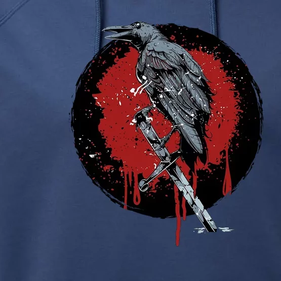 Raven On Sword Performance Fleece Hoodie