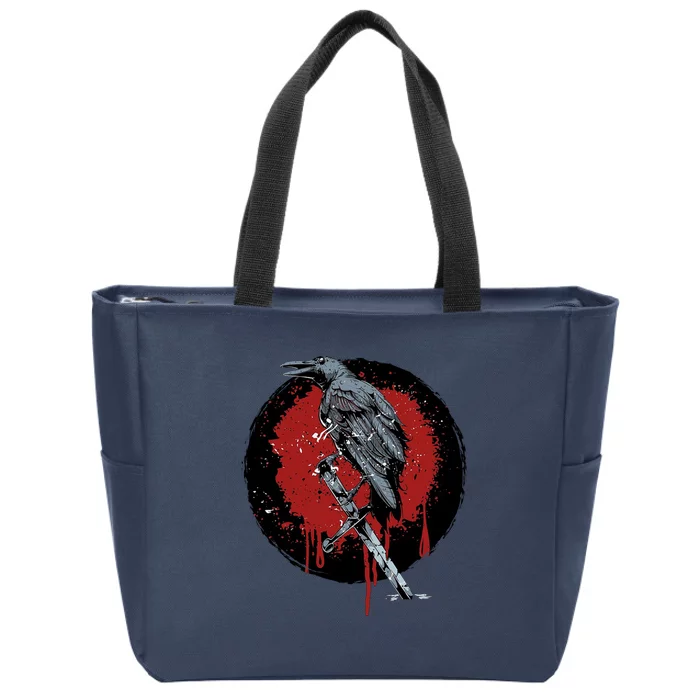 Raven On Sword Zip Tote Bag