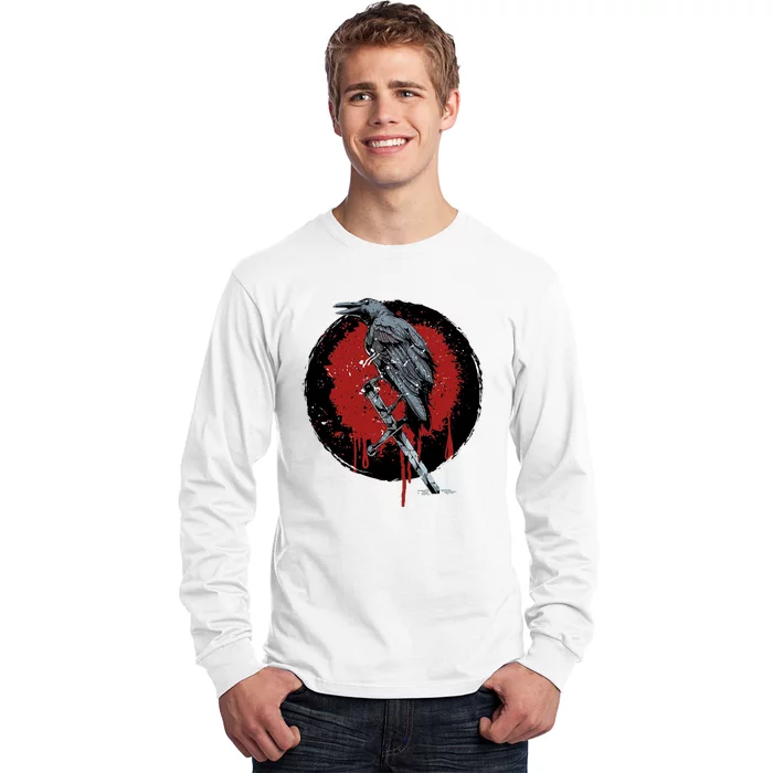 Raven On Sword Long Sleeve Shirt