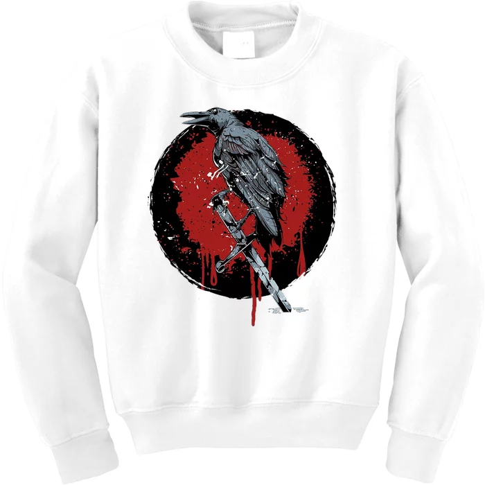 Raven On Sword Kids Sweatshirt