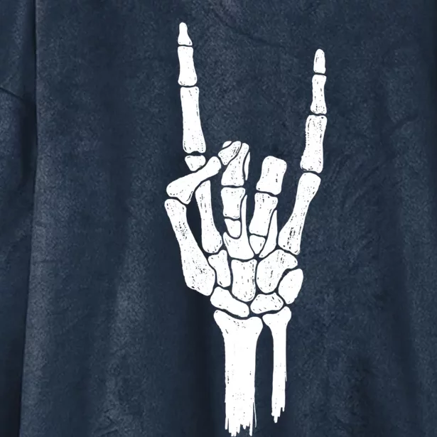 Rock On Skeleton Hand Gift Hooded Wearable Blanket