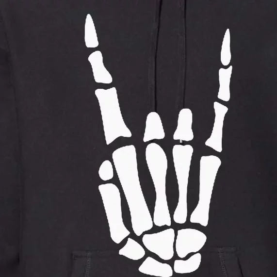 Rock On Skeleton Hand Sign Minimalistic Halloween Costume Premium Hoodie