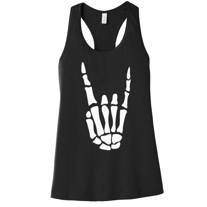 Rock On Skeleton Hand Sign Minimalistic Halloween Costume Women's Racerback Tank