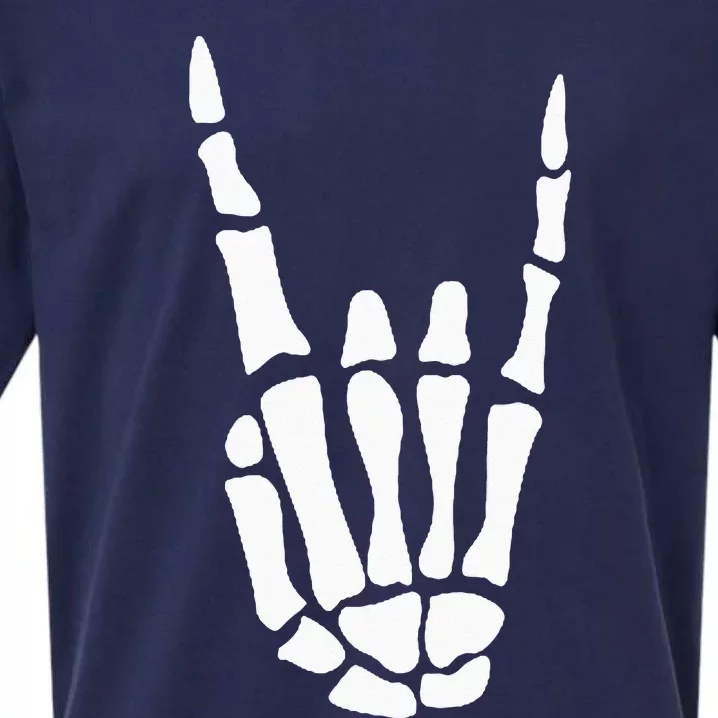 Rock On Skeleton Hand Sign Minimalistic Halloween Costume Sueded Cloud Jersey T-Shirt