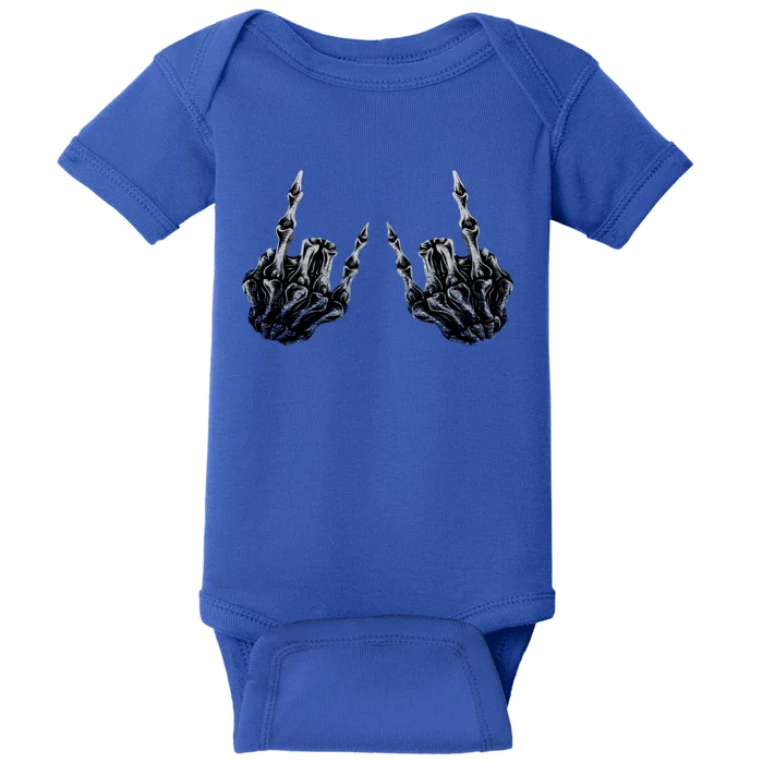 Rock On Skeleton Hands Band Rock And Roll Concert Gift Baby Bodysuit