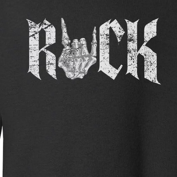 Rock On Skeleton Hand Rock And Roll Rock Music Band Toddler Sweatshirt