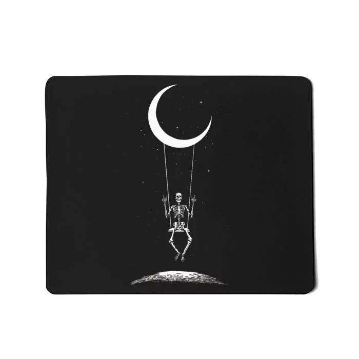 Rock On Skeleton Hands Halloween Moon Band Mousepad