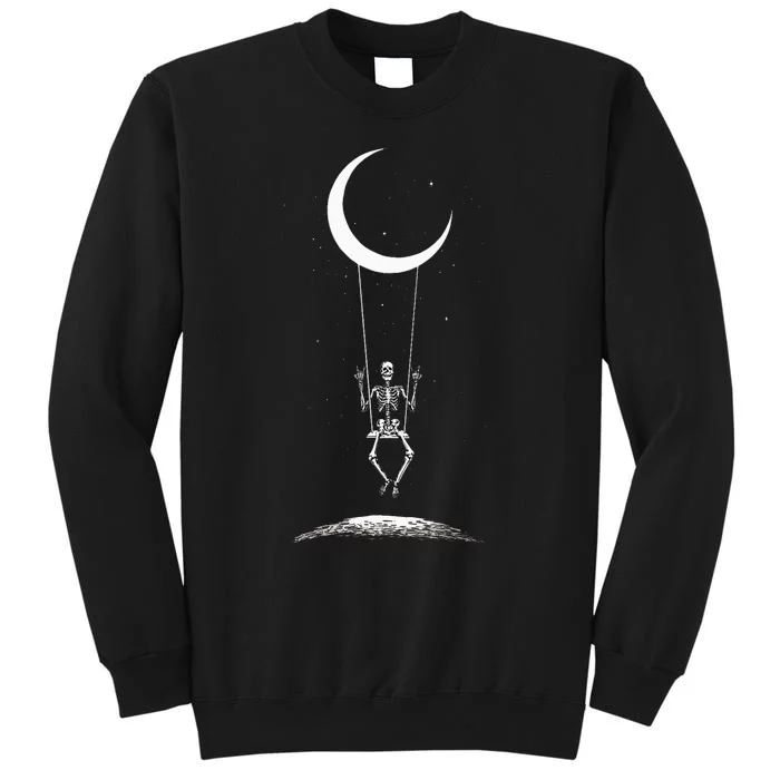 Rock On Skeleton Hands Halloween Moon Band Tall Sweatshirt