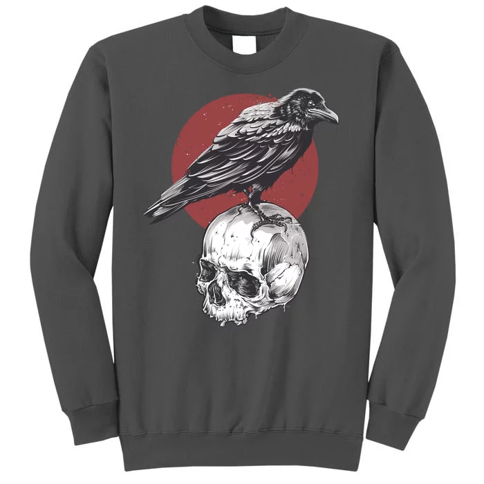 Raven On Skull Tall Sweatshirt