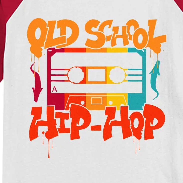 Retro Old School Hip Hop 80s 90s Graffiti Cassette Kids Colorblock Raglan Jersey