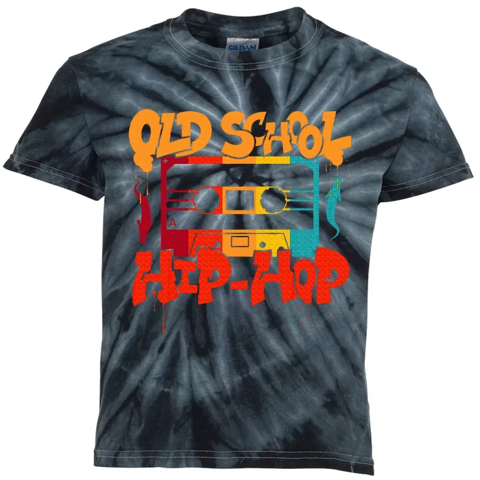 Retro Old School Hip Hop 80s 90s Graffiti Cassette Kids Tie-Dye T-Shirt