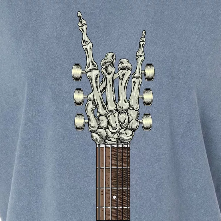 Rock On Skeleton Hand Guitar Rock & Roll Garment-Dyed Women's Muscle Tee