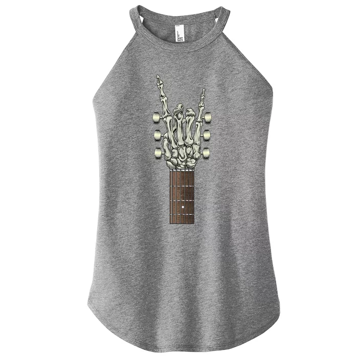 Rock On Skeleton Hand Guitar Rock & Roll Women’s Perfect Tri Rocker Tank