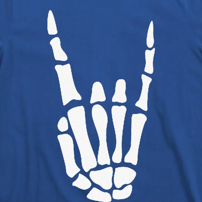 Rock On Skeleton Hand Sign Minimalistic Halloween Costume T-Shirt