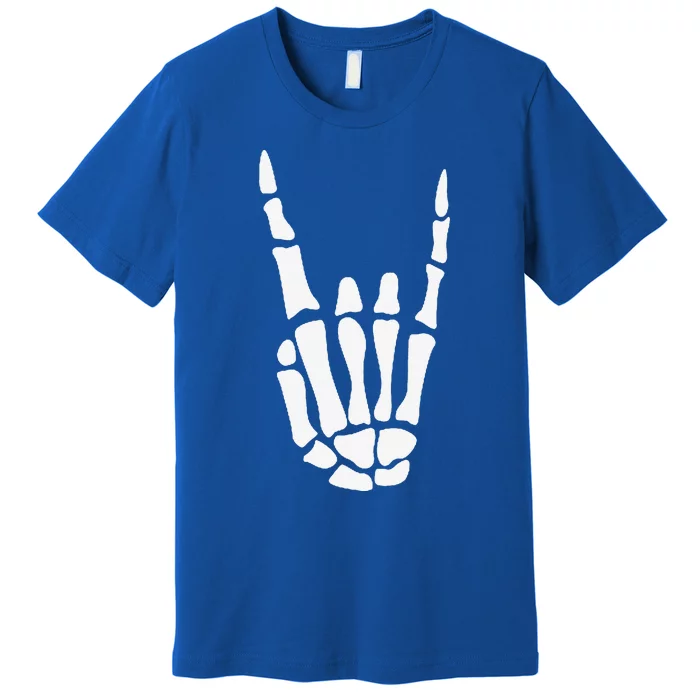 Rock On Skeleton Hand Sign Minimalistic Halloween Costume Premium T-Shirt