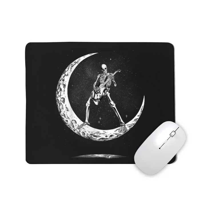 Rock On Skeleton Moon Rock And Roll Funny Halloween Mousepad